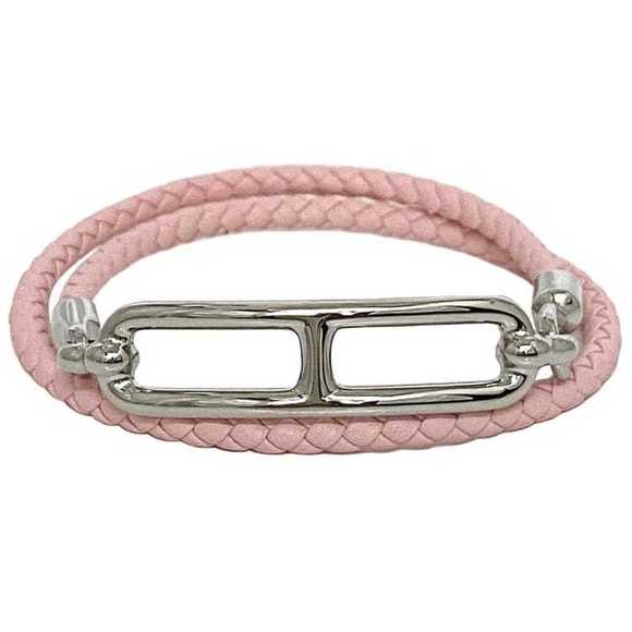 HERMES Pink Leather Charm Bracelet - Picture 1 of 10